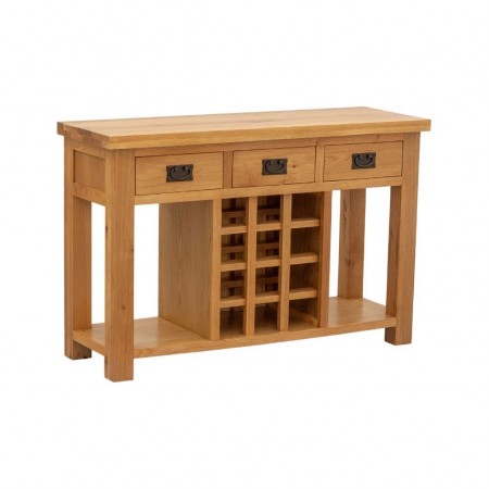 Rustic Oak : Kệ Rượu Gỗ Sồi 3 Ngăn Kéo - W120cm